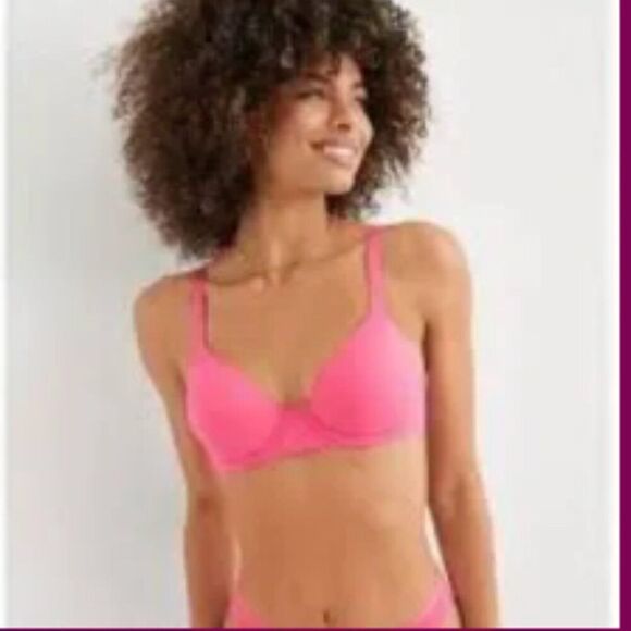 Aerie Smoothez Neon Pink unlined mesh bra NWT s Full Coverage - Picture 6 of 16